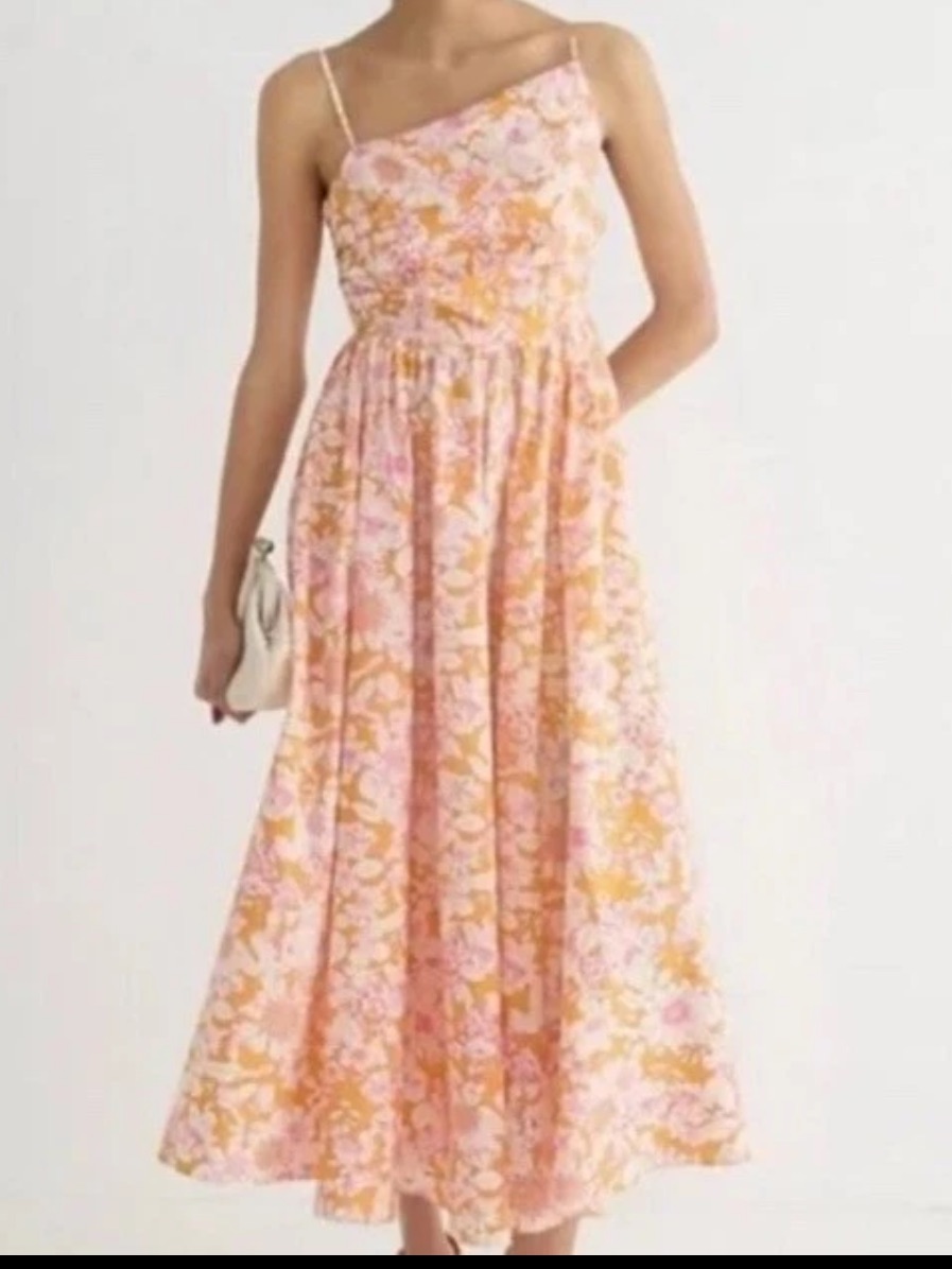 J. Crew Collection Side Cutout Orange Floral Cotton Poplin Dress Size 24 Nwt